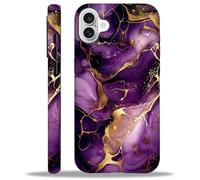 TAMEFOX Case Compatible with iPhone 16 Plus,Purple Marble Hybrid 2-Layer Hard Shell+Silicone Double Protective Cover Scratch-Resistant Shockproof Case for iPhone 16 Plus