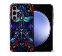 TAMEFOX Case for Samsung Galaxy S25 FE,Anti Drop Scratch Frosted Protective Cover Case for Women Girl-Dark Rose Dragonfly