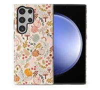 TAMEFOX Compatible with Samsung Galaxy S24 Ultra,Anti Drop Scratch Glossy Case Protective Cover-Autumn Botanical Pumpkin