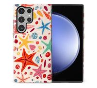 TAMEFOX Compatible with Samsung Galaxy S24 Ultra,Anti Drop Scratch Glossy Case Protective Cover-Pretty Coral Shell Starfish