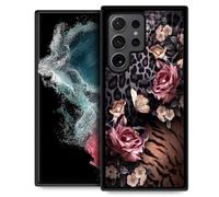 TAMEFOX Compatible with Samsung Galaxy S24 Ultra Case,Black Leopard Rose Slim Soft Shockproof TPU Protective Cover Case for Samsung Galaxy S24 Ultra 6.8-inch