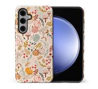 TAMEFOX Compatible with Samsung Galaxy S25,Anti Drop Scratch Glossy Case Protective Cover-Autumn Botanical Pumpkin