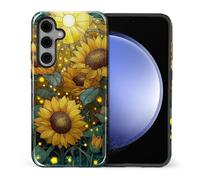 TAMEFOX Compatible with Samsung Galaxy S25,Anti Drop Scratch Glossy Case Protective Cover-Stained Glass Stars Sunflower