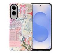 TAMEFOX Compatible with Samsung Galaxy S25 Edge,Anti Drop Scratch Glossy Case Protective Cover-Cute Floral Girly Aesthetic Collage