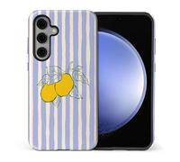 TAMEFOX Compatible with Samsung Galaxy S25 Plus,Anti Drop Scratch Glossy Case Protective Cover-Lemons Stripes Pattern