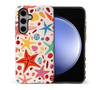 TAMEFOX Compatible with Samsung Galaxy S25 Plus,Anti Drop Scratch Glossy Case Protective Cover-Pretty Coral Shell Starfish