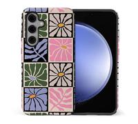 TAMEFOX Compatible with Samsung Galaxy S25 Plus,Anti Drop Scratch Glossy Case Protective Cover-Vintage Checkered Floral