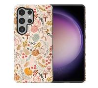 TAMEFOX Compatible with Samsung Galaxy S25 Ultra,Anti Drop Scratch Glossy Case Protective Cover-Autumn Botanical Pumpkin