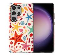 TAMEFOX Compatible with Samsung Galaxy S25 Ultra,Anti Drop Scratch Glossy Case Protective Cover-Pretty Coral Shell Starfish