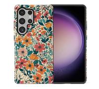 TAMEFOX Compatible with Samsung Galaxy S25 Ultra,Anti Drop Scratch Glossy Case Protective Cover-Retro Colorful Flowers