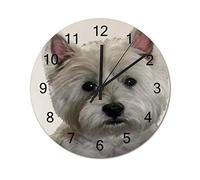 Tamengi My Perfect Westie Round Wall Clock, Rustic Silent Clocks Farmhouse Cabin Country Home Decor