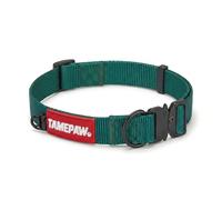 Tamepaw Dog Collar for Medium Dogs, Soft Nylon Webbing with Quick-Release Safety Buckle & ID Tag Ring, Adjustable 33-55cm, Matte Black Hardware - Matches Lead & Harness (Green, Medium)