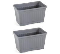 Tamersgifts 2x 30cm Flower Window Box Plastic Vegetable Planters for for Windowsill, Patio, Garden, Home Décor, Porch (Anthracite)