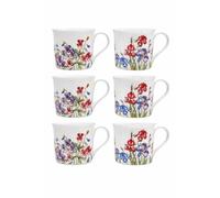 Tamersgifts Fine Bone China Floral Mugs Set of 6 - 350ml Tea & Coffee Cups