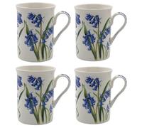 Tamersgifts Fine China Floral Mugs, Set of 4, 300ml Capacity, 10cm Height, Traditional Design, Dishwasher Safe (4 Bluebell Coffee Mugs)