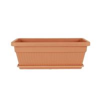 Tamersgifts Heavy Duty Windowsill Trough Window Box Plastic Plant Pots with Matching Saucer (Terracotta, L 60cm x W 25cm x H 23cm)