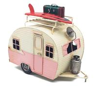 Tamersgifts Metal Tin Vintage Collectible Models Classic Transport Cars Scooters Motorbikes Planes Trains Tractors (Pink Caravan Tin Model)