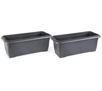 Tamersgifts Set of 2 Large Anthracite Garden Trough Planters 73cm | Plastic Rectangular Outdoor Plant Pots | 39L Flower, Herb & Vegetable Planters