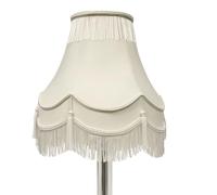 Tamersgifts Traditional 16″ Fully Lined Cream & Silver Table Lamp Shade Double Scallop Bell Design with Built-in Gimble, 31 cm H × 40 cm D