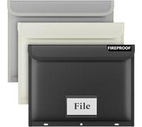Tamfile 3 Ring Binder Pockets, Fireproof Heavyweight Folder Pouch | Heat Insulated,Water Resistant,Side-Loading Binder Folders,Storage for Important Paper,Letter Size,3 Pack,3 Assorted Colors