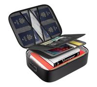 Tamfile 5200℉ Fireproof Document Box, 8-Layer High Temperature Resistance Document Organiser Bag with Lock, 15''×11''×4'' Large Capacity Waterproof File Storage Box for Office Home School, Black