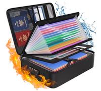 Tamfile 5200℉ Fireproof Document Box, with 13 Pockets Accordion Folder
