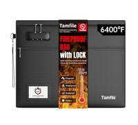 Tamfile 6400℉ Fireproof Document Bag with Lock, 15"x12" Large Capacity Water Resistant Money Bag with Zipper, 12-Layer Fireproof Safe Storage Pouch for Documents, Passport and Valuables, Black
