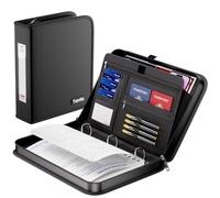 Tamfile Fireproof 3 Ring Binder with Zipper, 1.5 Inch D Ring Binder Hold Up 375 Sheets of 8.5"x11" A4 Paper, Portable Safe Storage with Large Pockets, Important File Storage for A4 Files (Black)