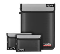 Tamfile Fireproof Document Bag, 8-Layer, 3 Pack, 15.5"x11" & 8"x5", Black