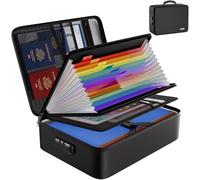 Tamfile Fireproof Document Box, 13 Pockets Colorful Expanding File Folder