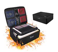 Tamfile Fireproof Document Box with Lock, 14.2''×10.6''×4'' Large Capacity Collapsible File Storage Box, Waterproof Document Bag for Home/Office, Passport, Certificates and Valuables, Black