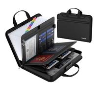 Tamfile Fireproof Document Organiser with Lock, 13 Pockets Expanding File Folder A4 with Zipper and Handles, Portable Waterproof Document Folder Organiser for Office Home School, Black