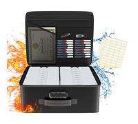 Tamfile Fireproof Photo Storage Box 4" x 6" with 18 Inner Clear Photo Case, Plastic Photo Organiser with Lock for Pictures, Cards, Crafts, Seed, Stamps and Office Supplies with 4 Sheet Label Stickers
