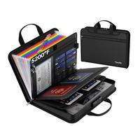 Tamfile Important File Organiser with Lock, 13 Pockets Colorful Inside Expanding File Folder A4 with Zipper, Portable Fireproof Waterproof Document Storage Folder with Handles for Office Home School