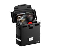 Tamfile LP Storage Case, Fireproof Vinyl Record Box with Lock, Collapsible Portable DJ Flight Carry Case with Waterproof Zipper Holds up to 50+ 12" Records for Collecting Valuable Albums, Black