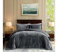 TAMGHO Crushed Velvet Comforter King, Grey King Size Bedding Set for All Seasons, Luxury Soft 3pc Bed Set, 1 Oversized King Comforter (108"x96") and 2 Pillow Shams (20"x36"+2")
