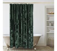 TAMGHO Crushed Velvet Shower Curtain, Dark Green Shower Curtain for Bathroom, Luxury Forest Green Shower Curtain with 12pc Gold Hooks, Waterproof Thick Fabric Bathroom Curtain 72x72