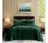 TAMGHO Velvet Comforter King, Luxuriously Soft King Size Comforter Set, Lightweight Bed Set for All Seasons, Oversized Comforter (108"x96") with 2 Matching Shams (20"x36"), Dark Emerald Green