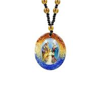 TAMHOPE Medal Holy Family Virgin Mary Jesus St Joseph Glaze Necklace,Church Personalized Miraculous Medallion Amulet Talisman Glaze Necklace
