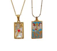 TAMHOPE Tarot Cards Lovers and Judgement Double Necklace Enamel Amulet Necklace,Medallion Tarot Necklace(Set of 2,Buy 1 Get 1)