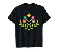 Tami Daisy Retro Mid-Century Modern Flower Rainbow Colors Value Graphic T-Shirt, Men, Black, L