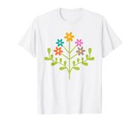 Tami Daisy Retro Mid-Century Modern Flower Rainbow Colors Value Graphic T-Shirt, Men, White, L