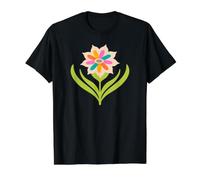 Tami Pointed Retro Mid-Century Modern Flower Rainbow Colors Value Graphic T-Shirt, Men, Black, L