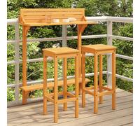 tamia wooden balcony bar table with 2 stools in natural