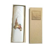Tamielle - Single man's white handkerchief with a Pheasant motif - 40cm x 40cm - Lovely presentation in a gift box and ethically produced