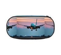 Tamiger Airplane in The Evening Lights Print Functionality Storage Pencil Bag School Students Boys Girls Everyday Use Practical