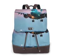 Tamiger Airplane In The Evening Lights Print Stylish Women'S Backpack Versatile Rucksack Daily Travel Bag Work Weekend Getaway