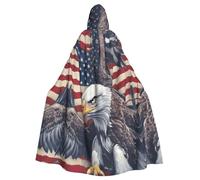 Tamiger American Eagle Print Holiday Hooded Cloak Costume Robe For Cosplay Carnival Vampire Party Themed Events