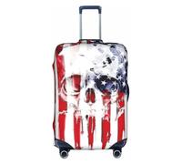 Tamiger American Flag Skull Print Universal Travel Suitcase Cover Luggage Protector Elastic Lightweight Reusable