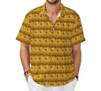 Tamiger Ancient Egypt Tribe Series Print Short Sleeve Shirt for Men Lightweight Breathable Casual for Summer Vacation Wear Black